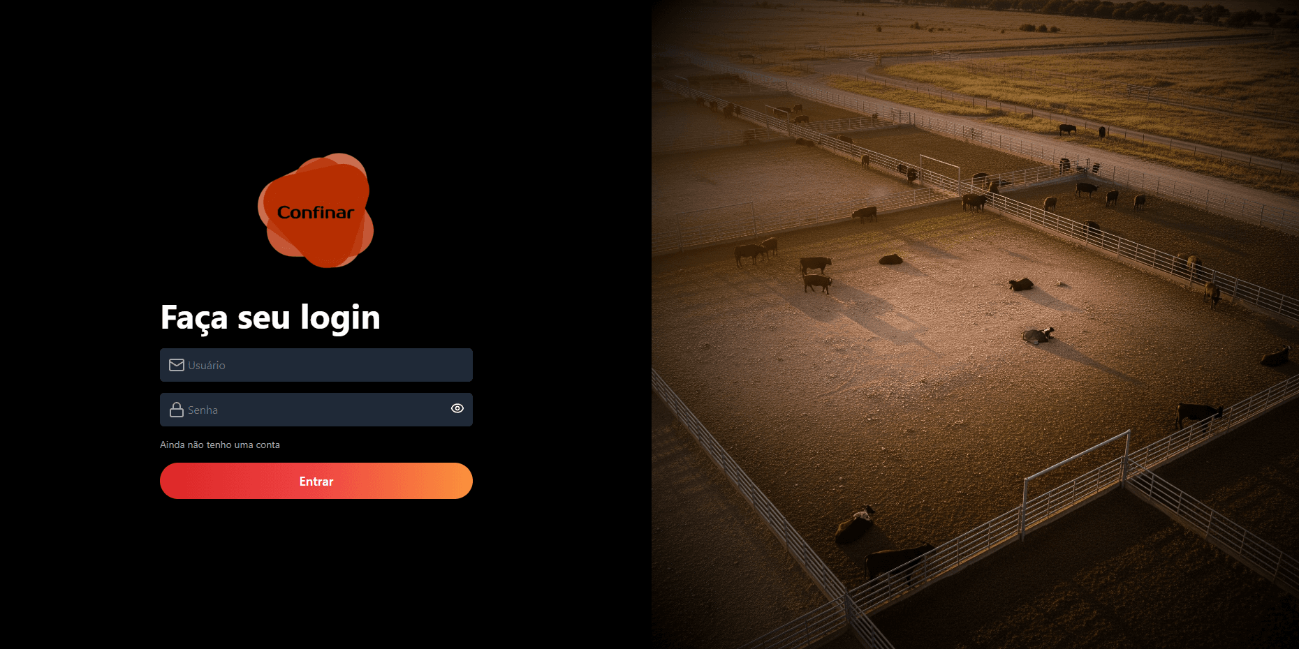 Tela de Login do Confinar